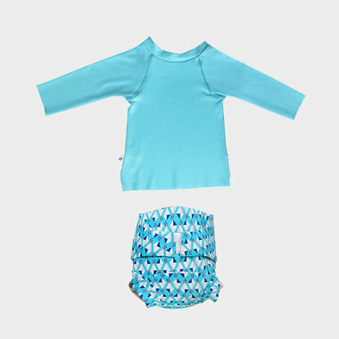Camiseta anti UV Poséidon + Pañal de natación Bautismo en el aire
