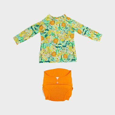Camiseta anti UV Oda Kinikini  + Pañal de natación Abricot